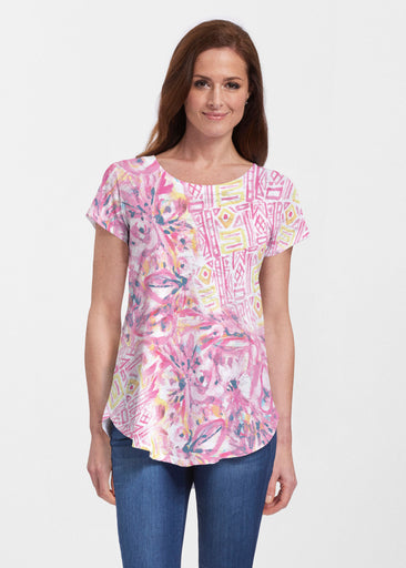 Lilly Pink (17250) ~ Short Sleeve Scoop Neck Flowy Tunic