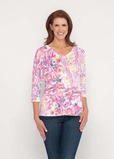 Lilly Pink (17250) ~ Signature 3/4 Sleeve V-Neck Top