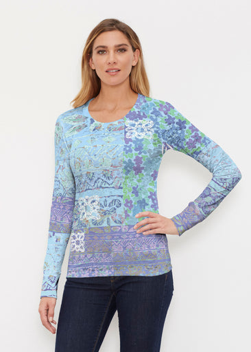 Aspen Aqua (19186) ~ Thermal Long Sleeve Crew Shirt