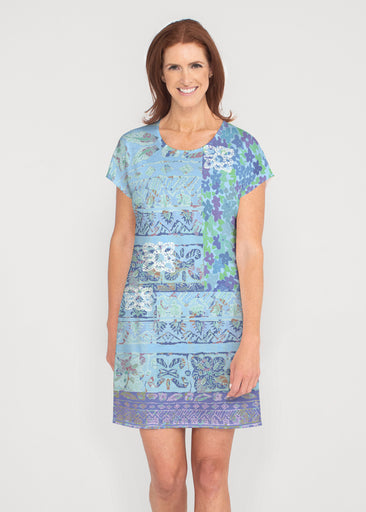 Aspen Aqua (19186) ~ French Terry Short Sleeve Crew Dress