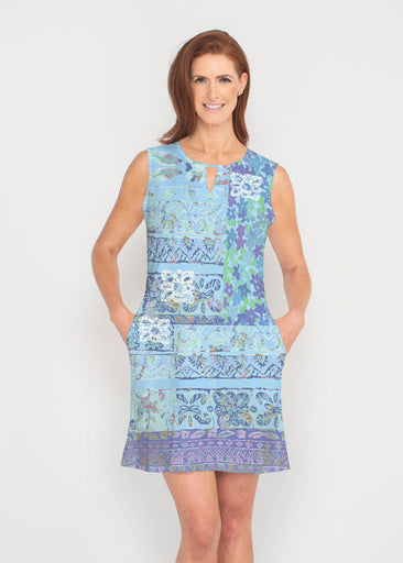 Aspen Aqua (19186) ~ French Terry Keyhole Sleeveless Dress