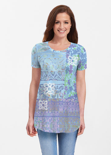 Aspen Aqua (19186) ~ Short Sleeve Butterknit tunic