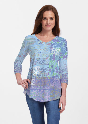 Aspen Aqua (19186) ~ V-neck Flowy Tunic