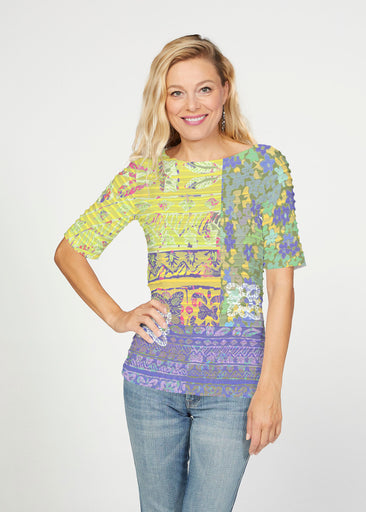 Aspen (19191) ~ Banded Elbow Sleeve Boat Neck Top