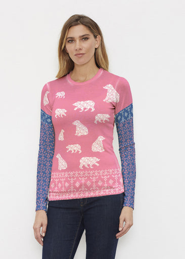 Bears Pink (20324) ~ Butterknit Long Sleeve Crew Top Front view