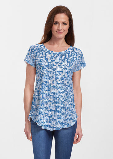 Marine Key Navy (20333) ~ Signature Short Sleeve Scoop Neck Flowy Tunic