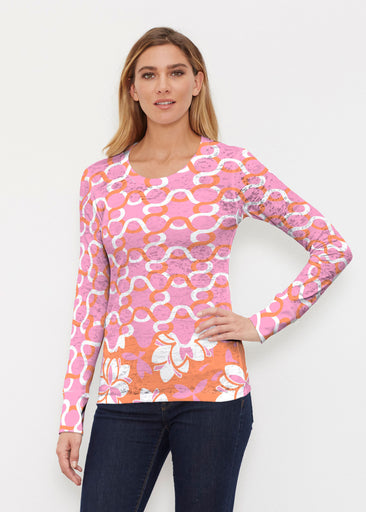 Squiggles Pink (20341) ~ Thermal Long Sleeve Crew Shirt