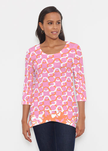 Squiggles Pink (20341) ~ Katherine Hi-Lo Thermal Tunic