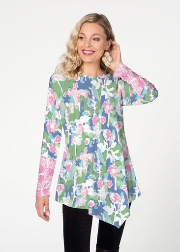 Tiptoe Tulips (20416) ~ Asymmetrical French Terry Tunic