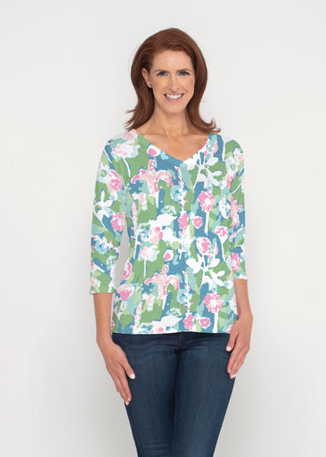 Tiptoe Tulips (20416) ~ Signature 3/4 Sleeve V-Neck Top