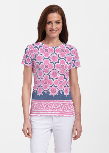 Isabella Pink (22059) ~ Sheer Short Sleeve Crew Shirt