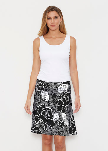 Beaded Blooms Black (22089) ~ Silky Brenda Skirt 21 inch