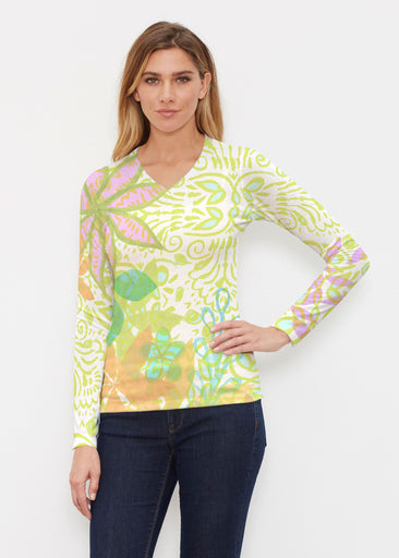 Kauai Lime (2301) ~ Butterknit Long Sleeve V-Neck Top