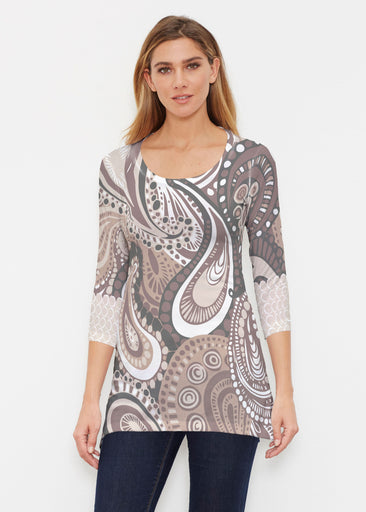 Belle Paisley Brown (23042) ~ Buttersoft 3/4 Sleeve Tunic