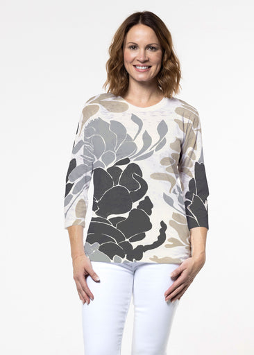 Lotus Grey (23057) ~ Signature 3/4 Sleeve Crew Neck Top