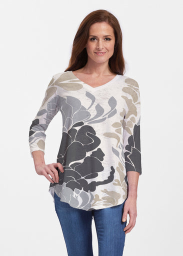 Lotus Grey (23057) ~ V-neck Flowy Tunic