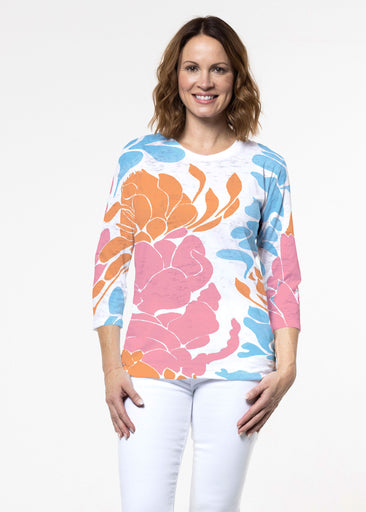 Lotus Pink/Orange (23058) ~ Signature 3/4 Sleeve Crew Neck Top