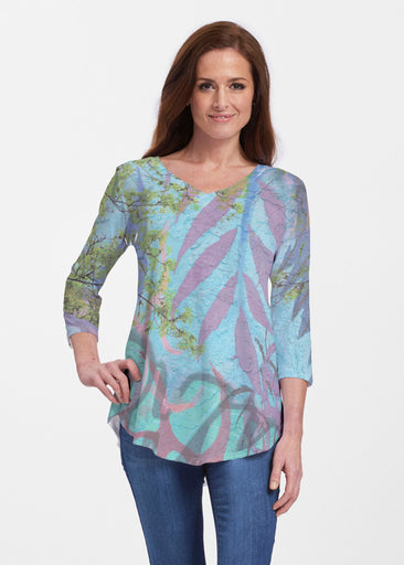 Urban Flora Aqua (25017) ~ Signature V-neck Flowy Tunic