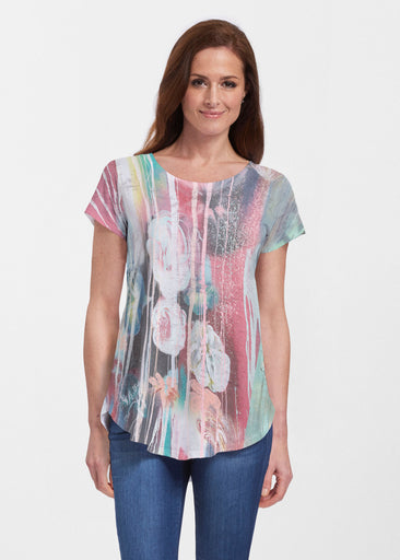 Graffiti Blossom (25021) ~ Signature Short Sleeve Scoop Neck Flowy Tunic