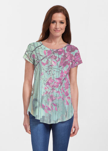 Rustic Blooms (25022) ~ Signature Short Sleeve Scoop Neck Flowy Tunic