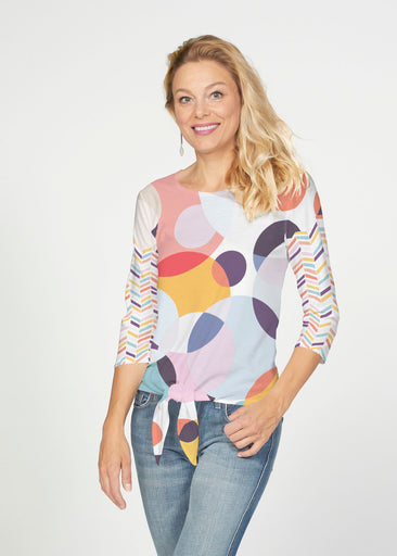 Marble Chevron (25065) ~ French Terry Tie 3/4 Sleeve Top