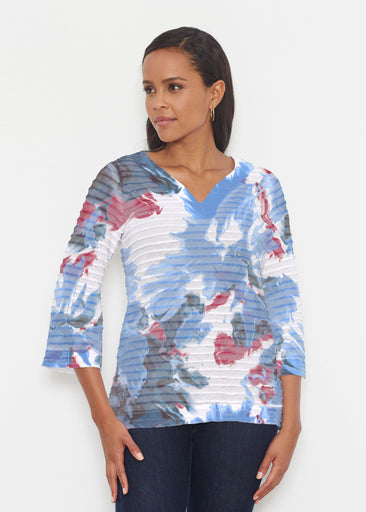 Splatter (25066) ~ Banded 3/4 Bell-Sleeve V-Neck Tunic