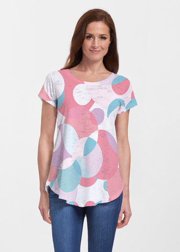 Marble Chevron Pastel (25111) ~ Short Sleeve Scoop Neck Flowy Tunic