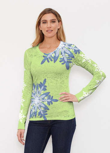 Frosty Lime Snowflake (2628) ~ Thermal Long Sleeve Crew Shirt