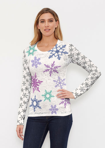 Snowflakes + Cream (2629) ~ Thermal Long Sleeve Crew Shirt