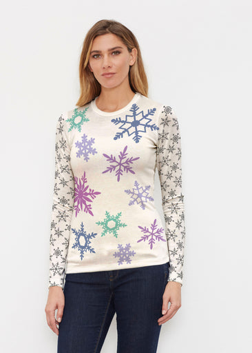 Snowflakes + Cream (2629) ~ Butterknit Long Sleeve Crew Top