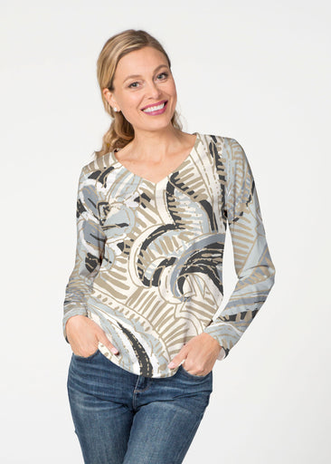 Tribal Earth (2646) ~ French Terry V-neck Top