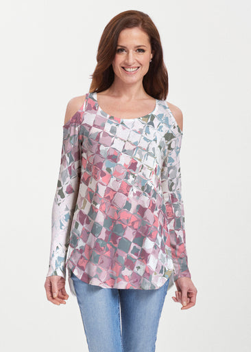 Crackle Pink (2869) ~ Butterknit Cold Shoulder Tunic