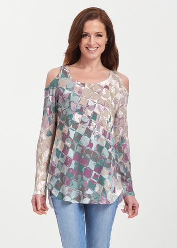 Crackle Mint (2870) ~ Butterknit Cold Shoulder Tunic