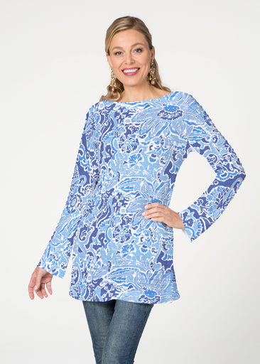 Fusion Blue (2895) ~ Banded Boatneck Tunic