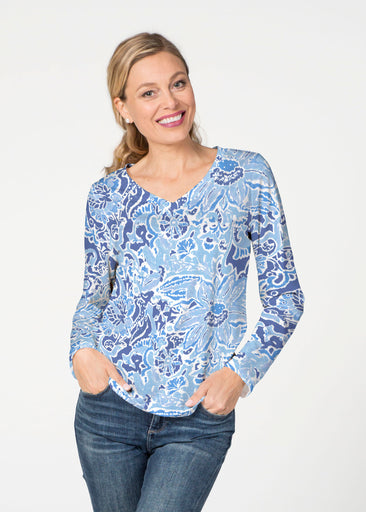 Fusion Blue (2895) ~ French Terry V-neck Top
