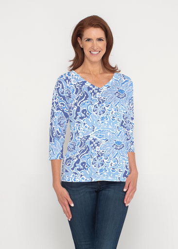 Fusion Blue (2895) ~ Signature 3/4 Sleeve V-Neck Top