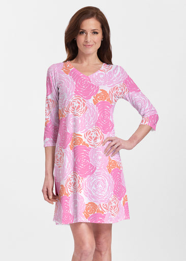 Chrysanthemum Pink (4074) ~ Classic V-neck Swing Dress