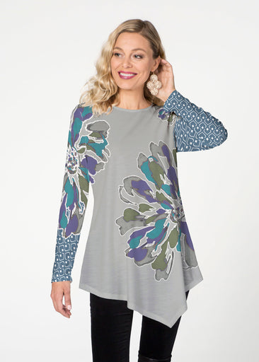 Fanny Grey Mixed (5148) ~ Asymmetrical French Terry Tunic