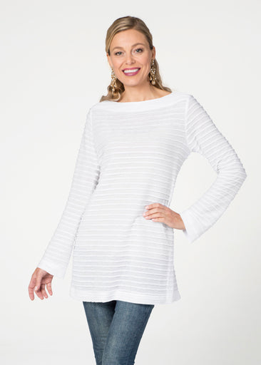 Natural White (5555) ~ Banded Boatneck Tunic