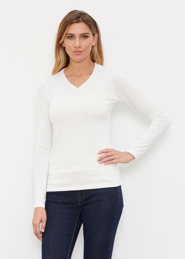 Natural White (5555) ~ Butterknit Long Sleeve V-Neck Top