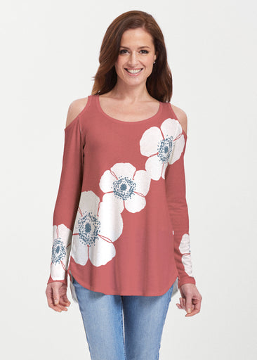 Poppy Red (7015) ~ Butterknit Cold Shoulder Tunic