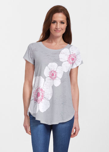 Poppy Grey (7016) ~ Signature Short Sleeve Scoop Neck Flowy Tunic