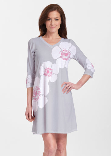 Poppy Grey (7016) ~ Classic V-neck Swing Dress