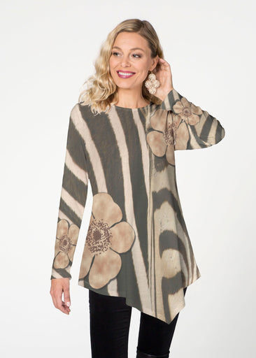 Poppy Zebra (7022) ~ Asymmetrical French Terry Tunic