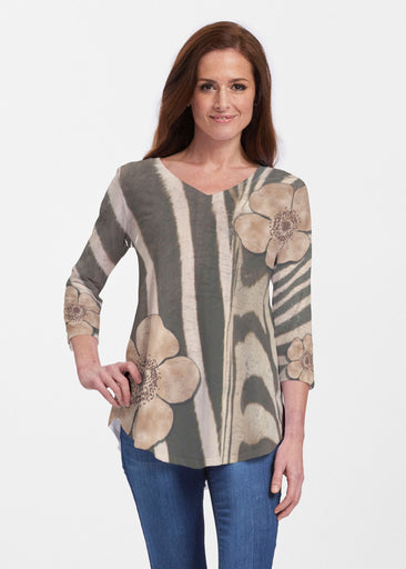 Poppy Zebra (7022) ~ Signature V-neck Flowy Tunic