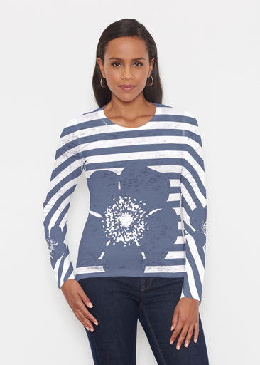 Poppy Navy Stripes-Dots (7028) ~ Signature Long Sleeve Crew Shirt