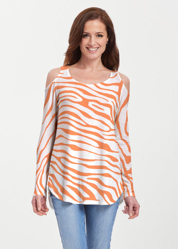 Zebra Orange (7042) ~ Butterknit Cold Shoulder Tunic