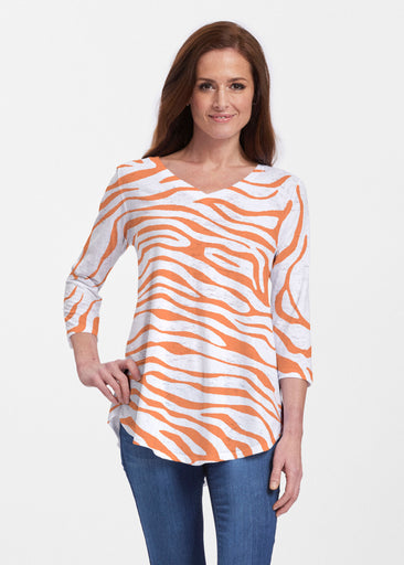 Zebra Orange (7042) ~ Signature V-neck Flowy Tunic