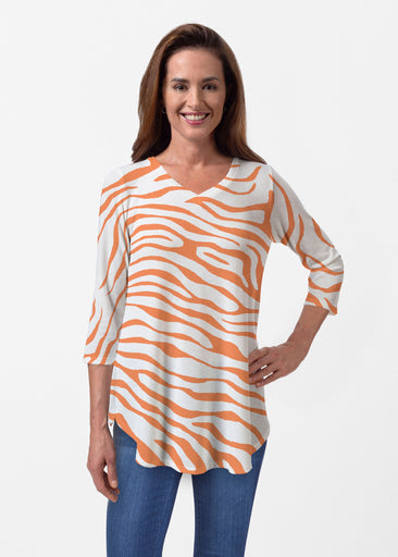 Zebra Orange (7042) ~ Butterknit V-neck Flowy Tunic