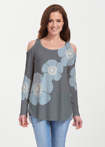 Poppy SteelBlue-Grey (7066) ~ Butterknit Cold Shoulder Tunic